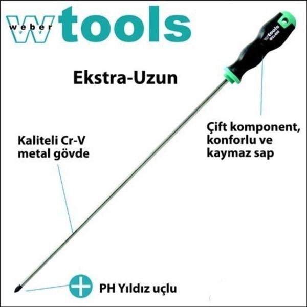 Weber Tools Extra Uzun Yıldız Uçlu Tornavida Ph1 X 400 MM - Image 1