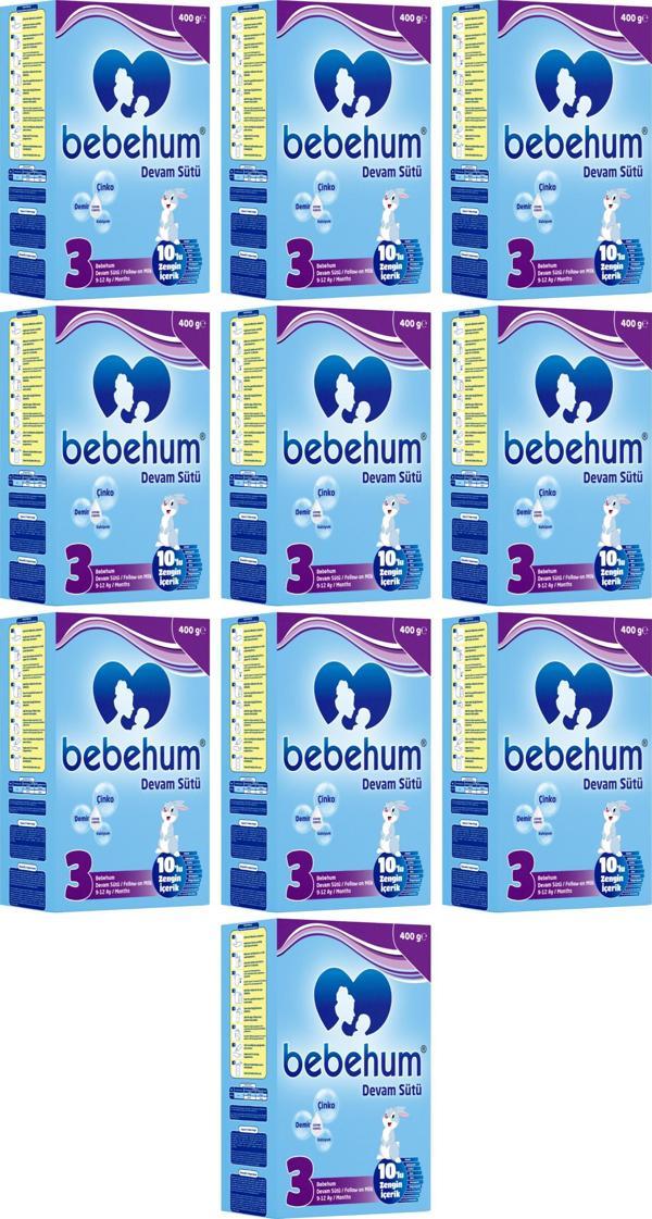 Bebehum 3 Devam Sütü 400 Gr 9-12 Ay 10 Adet - Image 1