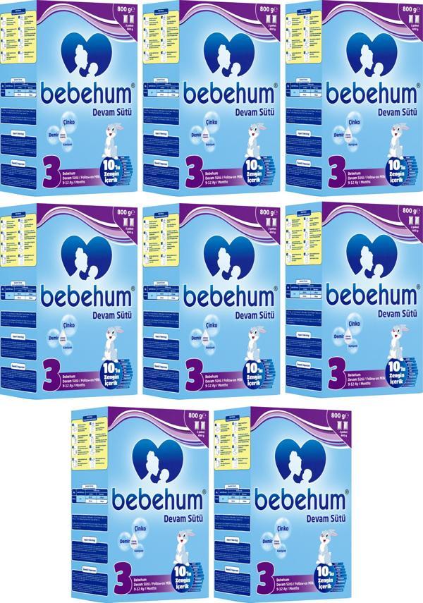 Bebehum 3 Devam Sütü 800 Gr 9-12 Ay 8 Adet - Image 1