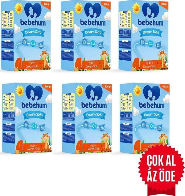 Bebehum 4 No Bebek Sütü 12 Ay 800 Gr X 6 Adet - Image 1