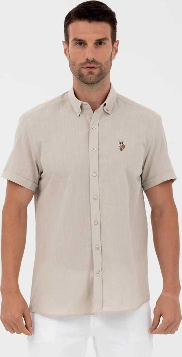 U.S. Polo Assn. Erkek Kısa Kol Gömlek 1570086 Taş - Image 1
