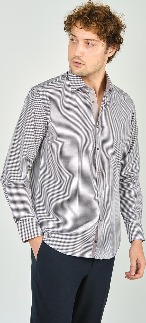 De Leone Erkek Slim Fit Ekoseli Uzun Kollu %100 Pamuk Gömlek 2060 Kahverengi - Image 1