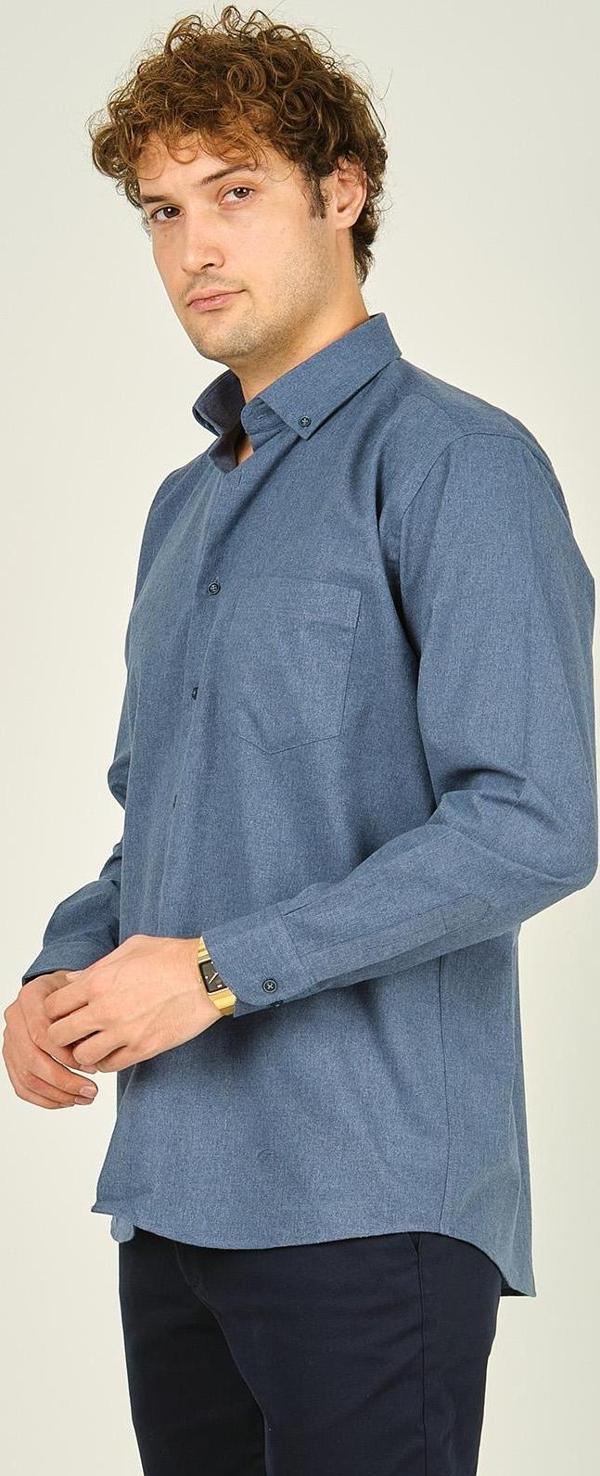 Mugi Erkek Uzun Kollu Tek Cepli %100 Pamuk Gömlek 4100 Mavi - Image 1