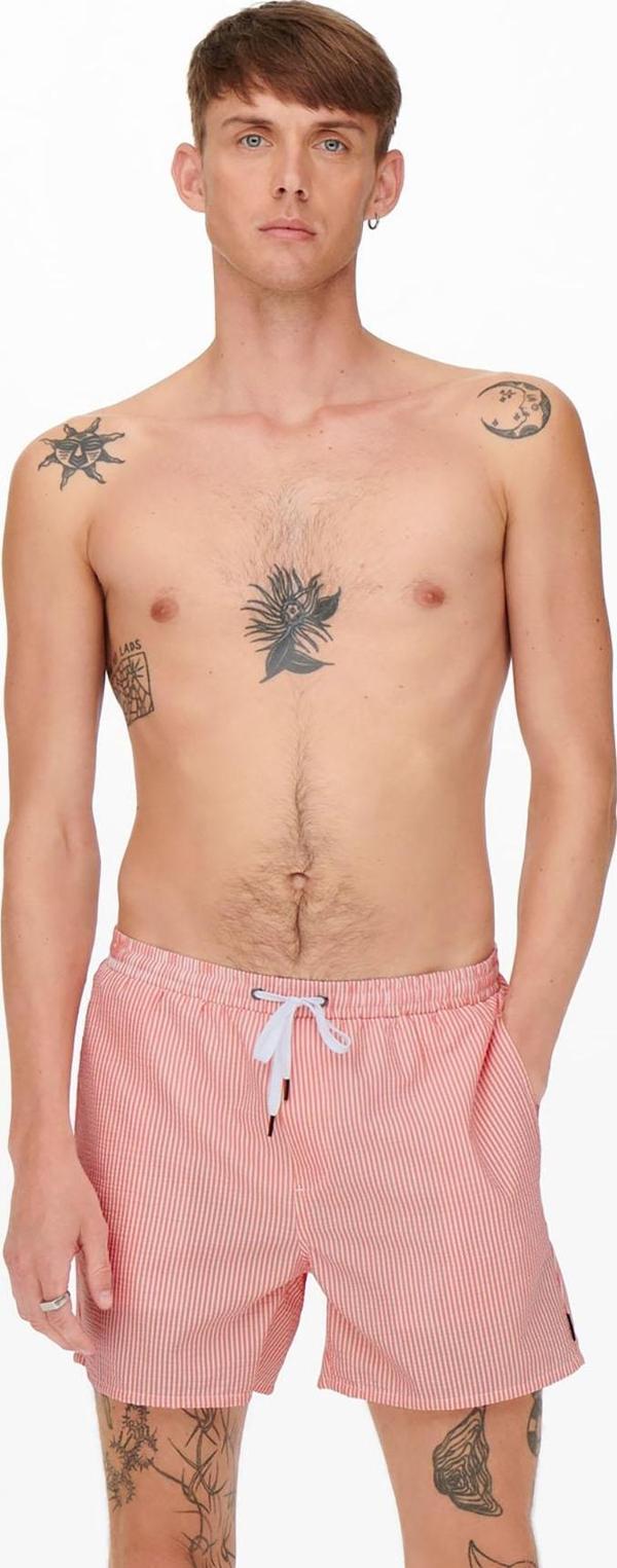 Only & Sons Erkek Onsted Çizgili Deniz Şortu 22021841 Pembe - Image 1