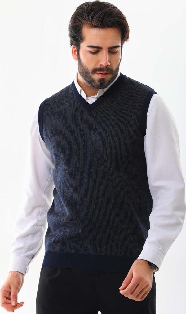 Pelikan Erkek V Yaka Yün Süveter 4P15 Lacivert - Image 1
