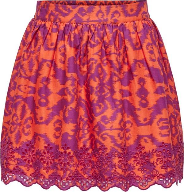 Only Kadın Onllou Bel Kısmı Lastikli Dantel Detaylı %100 Pamuk Mini Etek 15313168 Oranj - Image 1