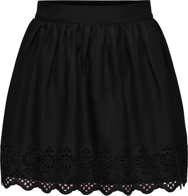 Only Kadın Onllou Bel Kısmı Lastikli Dantel Detaylı %100 Pamuk Mini Etek 15313168 Siyah - Image 1