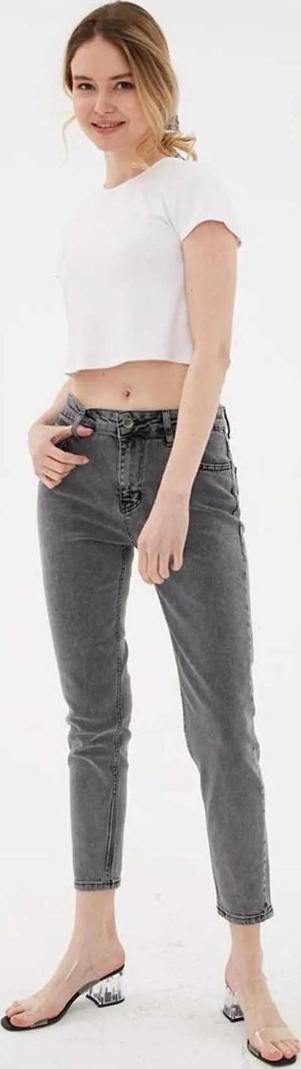 Fashion Friends Kadın Mom Jean Pantolon 23K0792K1 Gri - Image 1