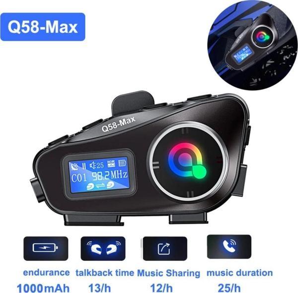 Q58 Max Dijitool Kablosuz Motosiklet Kaskı İnterkom Çift Sürücü İletişimi 500m Stereo Mp3 FM Radyo - Image 1