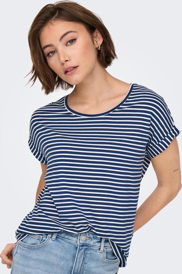 Only Kadın Onlmoster Rahat Kesim Bisiklet Yaka Kısa Kollu T-Shirt 15206243 Lacivert - Image 1