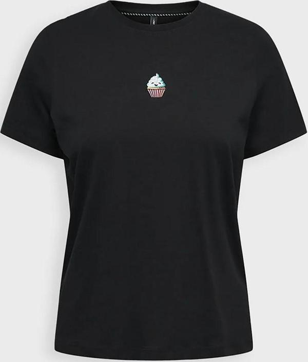 Only Kadın Onlfoodıe Baskı ve Yazı Detaylı Kısa Kol %100 Pamuk T-Shirt 15316728 Siyah - Image 1