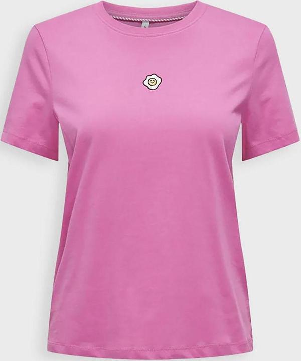 Only Kadın Onlfoodıe Baskı ve Yazı Detaylı Kısa Kol %100 Pamuk T-Shirt 15316728 Pembe - Image 1