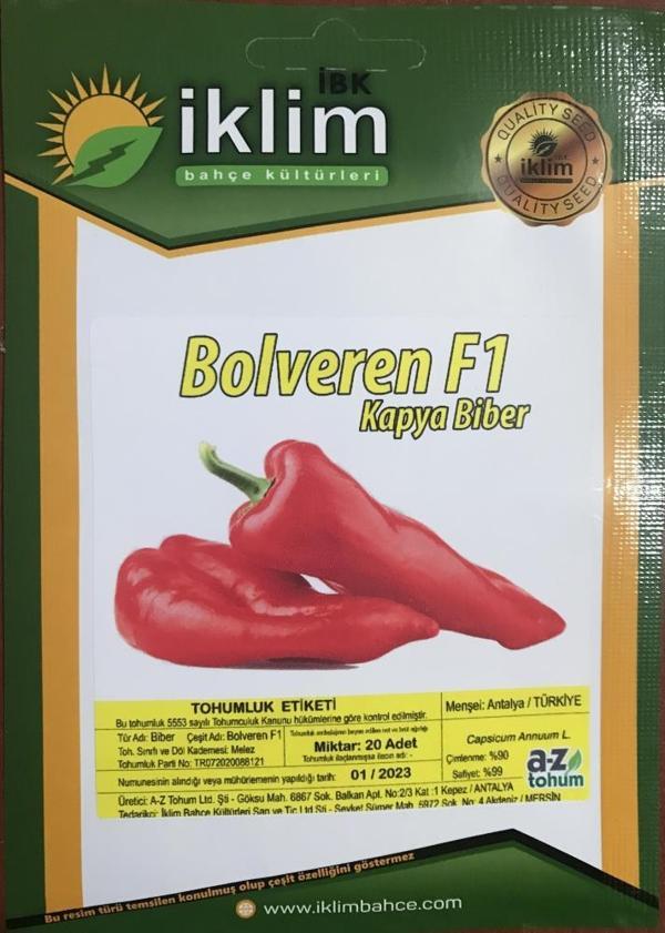 A-Z TOHUM BİBER TOHUMU BOLVEREN F1 KAPYA BİBER (A-Z 21) - 20 ADET TOHUMLUK - Image 1