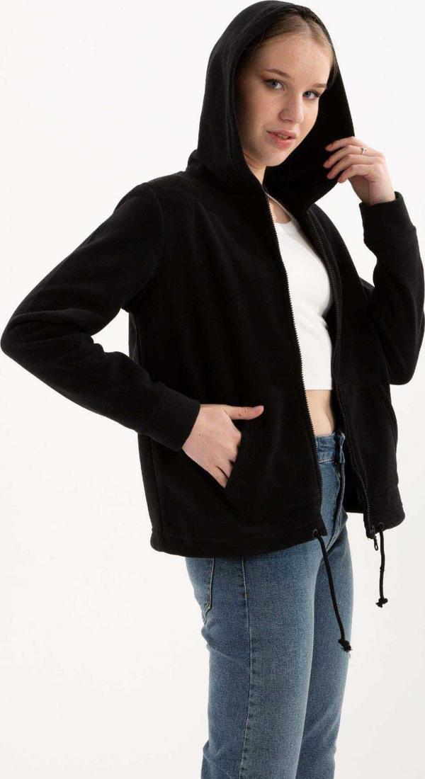 Fashion Friends Kadın Fermuarlı Polar Sweat 23K0851K1 Siyah - Image 1