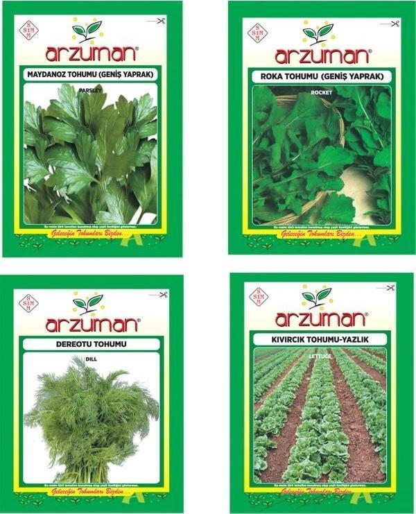MAYDANOZ - ROKA - DEREOTU - KIVIRCIK MARUL 4'LÜ TOHUM SETİ - Image 1