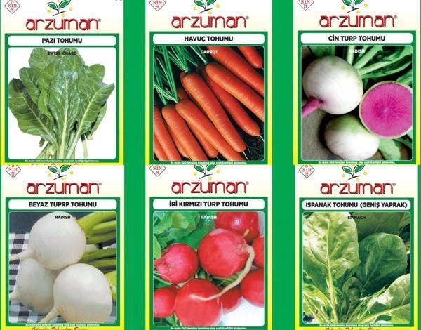HAVUÇ-KIRMIZI TURP-BEYAZ TURP-ÇİN TURP-ISPANAK-PAZI 6'LI TOHUM SETİ - Image 1