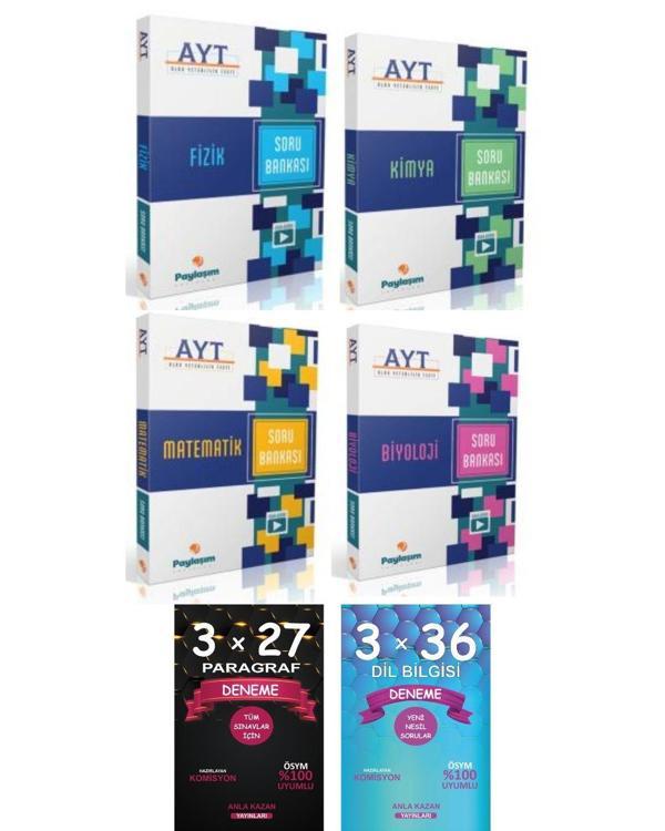 Anla Kazan Dememe + Paylaşım AYT Fizik + Kimya + Biyoloji + Matematik Soru 6lı Set - Anla Kazan Yayınları - Image 1