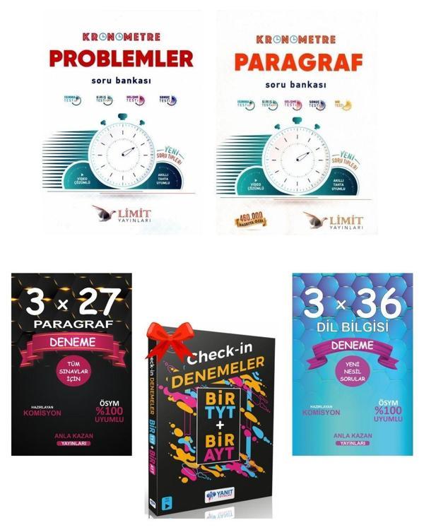 Anla Kazan Deneme + Limit Kronometre Problem + Paragraf Soru + Yanıt 1 TYT 1 AYT Deneme 5li Set - Anla Kazan Yayınları - Image 1