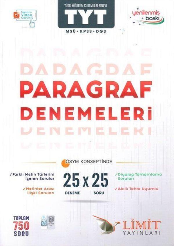 Limit Yayınları TYT MSÜ KPSS DGS Paragraf 25 X 25 Denemeleri - Limit Yayınları - Image 1