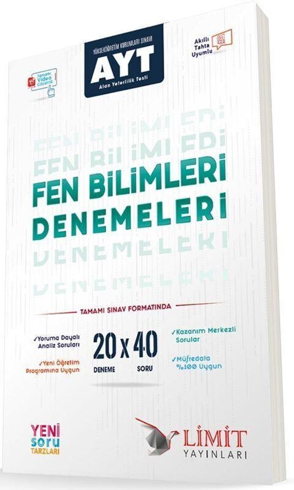 Limit Yayınları AYT Fen Bilimleri 20x40 Video Çözümlü Denemeleri - Limit Yayınları - Image 1