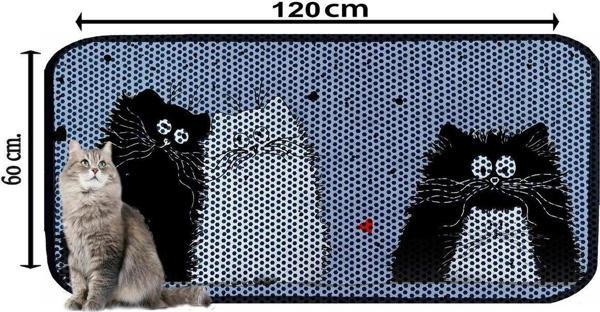 PeraMila Büyük Boy Elekli Tuvalet Önü Desenli Kedi Kumu Paspası 60 X 120 Cm - Image 1
