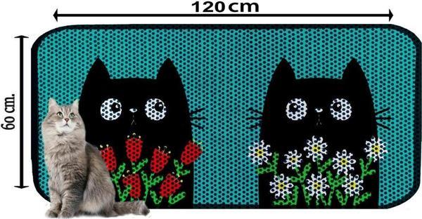 PeraMila Büyük Boy Elekli Tuvalet Önü Desenli Kedi Kumu Paspası 60 X 120 Cm - Image 1