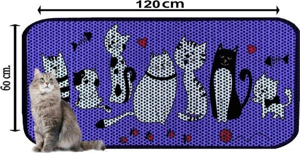 PeraMila Büyük Boy Elekli Tuvalet Önü Desenli Kedi Kumu Paspası 60 X 120 Cm - Image 1
