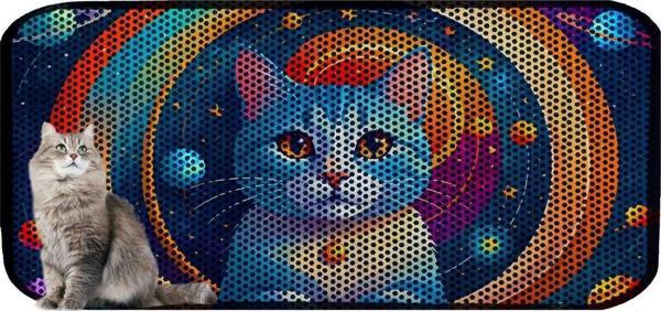 PeraMila Büyük Boy Elekli Tuvalet Önü Desenli Kedi Kumu Paspası 60 X 120 Cm - Image 1
