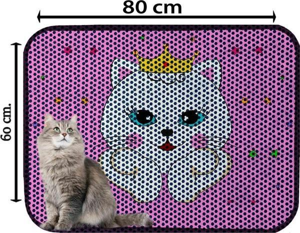 PeraMila Büyük Boy Elekli Tuvalet Önü Desenli Kedi Kumu Paspası 60 X 80 Cm - Image 1