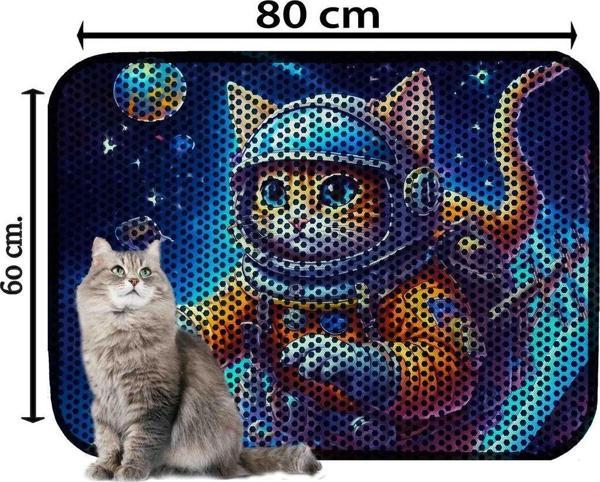 PeraMila Büyük Boy Elekli Tuvalet Önü Desenli Kedi Kumu Paspası 60 X 80 Cm - Image 1