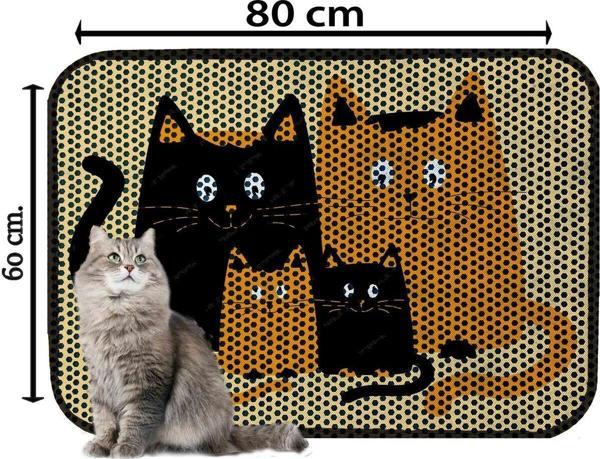 PeraMila Büyük Boy Elekli Tuvalet Önü Desenli Kedi Kumu Paspası 60 X 80 Cm - Image 1
