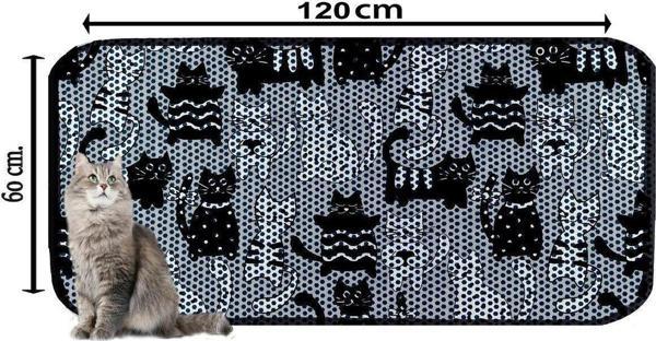 PeraMila Xxl Büyük Boy Kedi Tuvaleti Önü Paspası Elekli / Wc Önü Desenli Kedi Kumu Paspas Yıkanabilir - Image 1