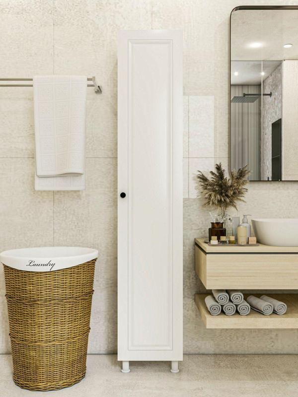 Montenero Çok Amaçlı Dolap Parlak Beyaz Country Banyo Dolabı - Image 1