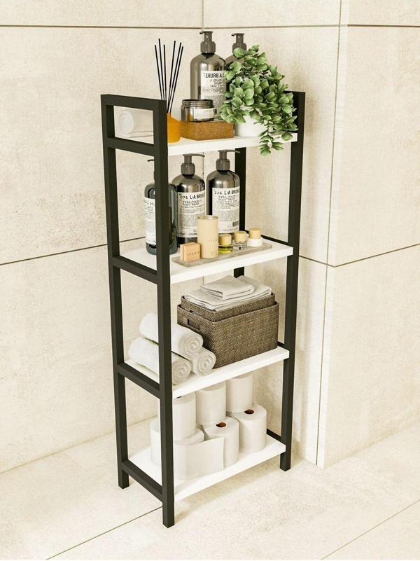 Montenero Banyo Rafı Metal Parlak Beyaz Çok Amaçlı Dolap Banyo Düzenleyici - Image 1