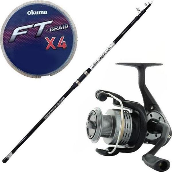 YekOutdoor Olta Seti Okuma Aria Tele Surf 3,90 cm 100-200 gr Surf Kamışı&Okuma Revenger RV-65 Olta Makinesi - Image 1