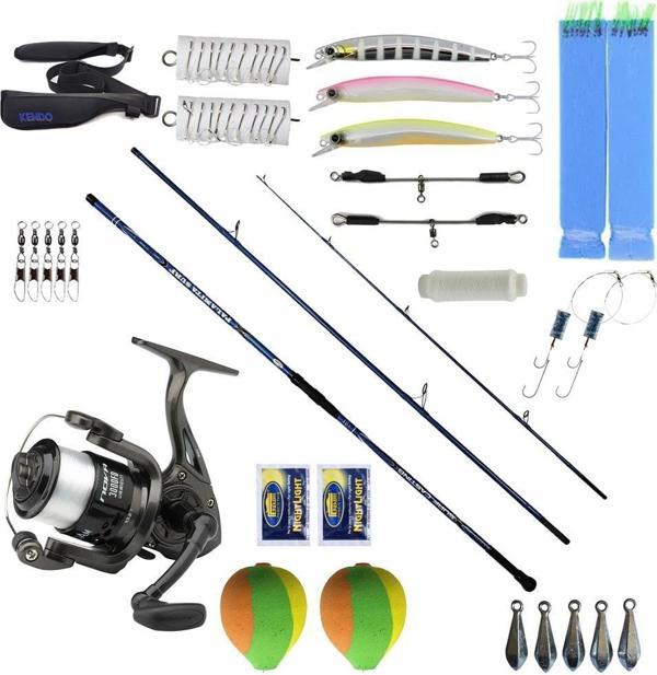 YekOutdoor Full Takım Olta Seti Kendo Palamita Surf 420cm 200gr 3 Parça Olta Kamışı&Dam Nova 7000 FD 1BB 337M/0.40MM Olt - Image 1