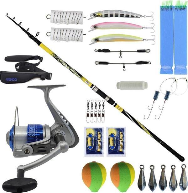 YekOutdoor Full Takım Olta Seti Kendo Spigola Surf 420cm 100-200 gr Teleskopik Kamış&Kendo Sea Power 7000 Olta Makinesi - Image 1
