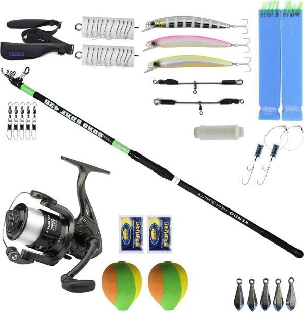 YekOutdoor Full Takım Olta Seti Kendo Suro Surf 420cm 100-200gr Teleskopik Olta Kamışı&Dam Nova 7000 FD 1BB 337M/0.40MM  - Image 1