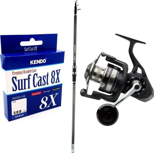 YekOutdoor Profesyonel Olta Seti Okuma Revenger 420 cm Surf Kamışı&Savage Gear SGS8 8000 FD 8+1BB Olta Makinesi - Image 1