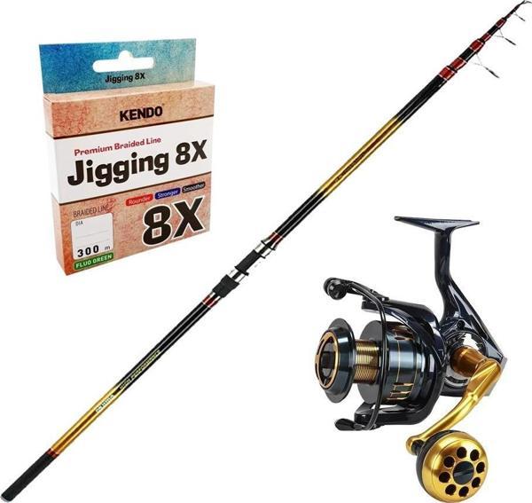 YekOutdoor Yüksek Kalite Olta Seti Okuma Savant Surf 420 cm 4 Parça Surf Kamışı&Okuma Salina SA-6000HA Blue 6+1BB Olta M - Image 1