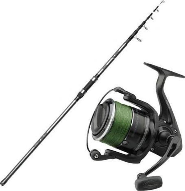 YekOutdoor Sazan Kamışı Seti Okuma Alaris Tele Surf 390 cm 100-200 gr Surf Kamışı & Dam Quick Darkside 4B Spod 7000S FD  - Image 1