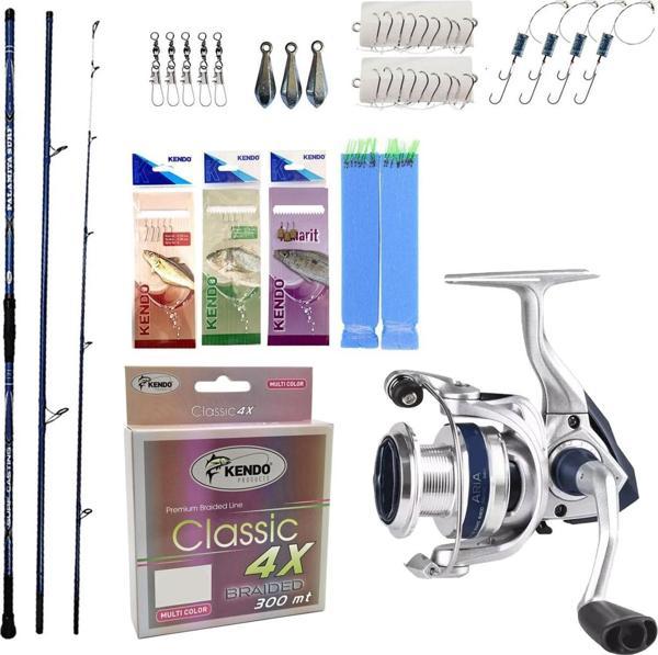 Yek Outdoor Hazır Olta Seti Kendo Palamita Surf 420cm 200gr 3 Parça Olta Kamışı&Okuma ARIA-8000a Olta Makinesi - Image 1