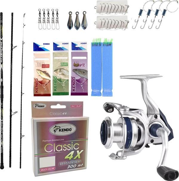 Yek Outdoor Hazır Olta Seti Kendo Palamita Surf 420cm 250gr 3 Parça Olta Kamışı&Okuma ARIA-8000a Olta Makinesi - Image 1
