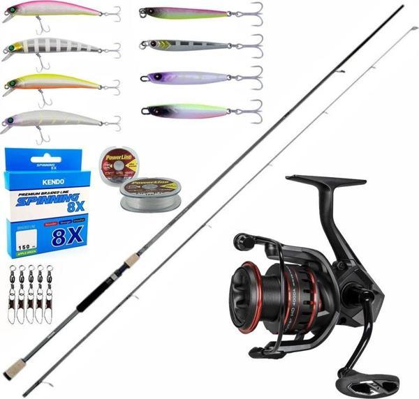 YekOutdoor Okuma Profesyonel Spin Seti Okuma Azaki Spin 244 cm 7-28 gr 2 Parça Spin Kamışı&Okuma Ceymar HD CHD-2500A Mat - Image 1