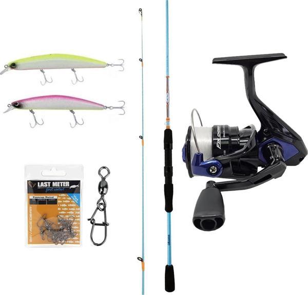 YekOutdoor Okuma Spin Olta Seti Okuma Fuel Spin 2,44 cm 15-40 gr 2 Parça Spin Kamışı&Okuma Fin Chaser X FNX-40BL Blue 1B - Image 1