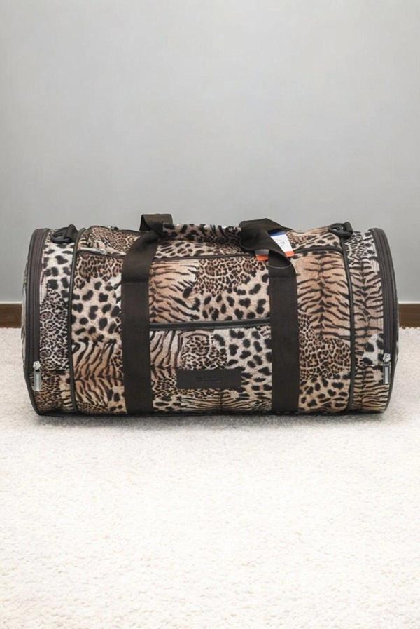 Su Geçirmez Kumaş Leopar Desen Kadın Seyahat Ve Spor Çantası - Image 1