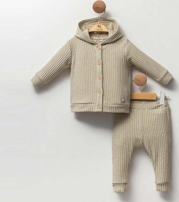 Cassiope Kapüşonlu Yumuşak Fitilli 2'li Bebek Takımı 473792 Yeşil - Image 1