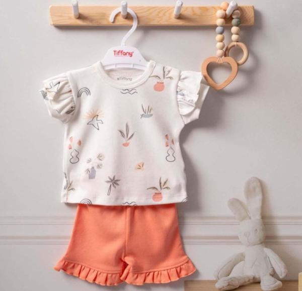 Tiffany Baby Sunny Garden 2'li Şortlu Bebek Takımı 2410104 Ekru - Image 1