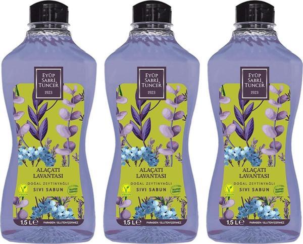Düvenci Toptan Eyüp Sabri Tuncer Alaçatı Lavantası Sıvı Sabun 1500 ml x 3 Adet - Image 1