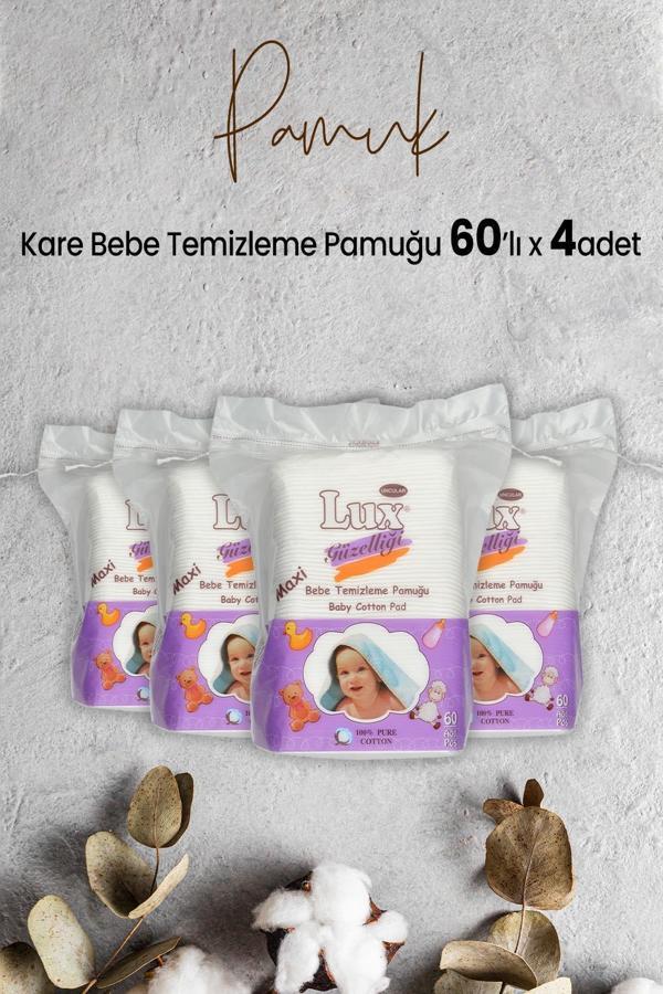 Lux Kare Bebe Temizleme Pamuğu 60' lı x 4 Adet - Image 1